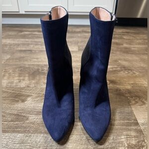 $650 STUART WEITZMAN Atomic CONE-HEEL Ankle Boots POINTY BLUE 10 M